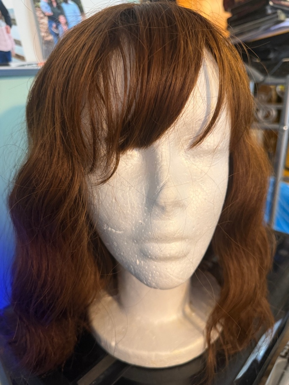 Brown Wavy Women's Wig with Bangs - Unbranded